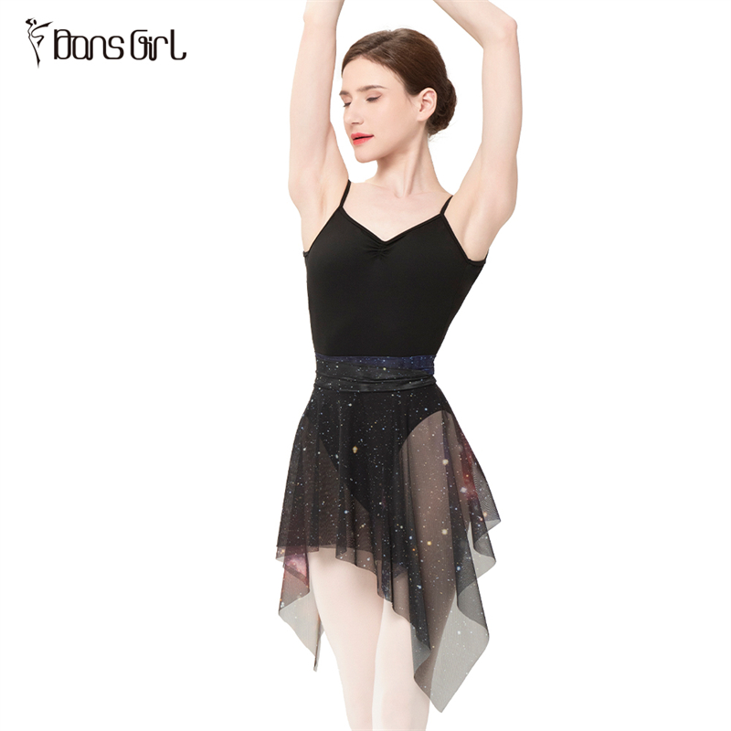 Galaxy Printing Lyrical Mesh Ballet Skirt For Girls